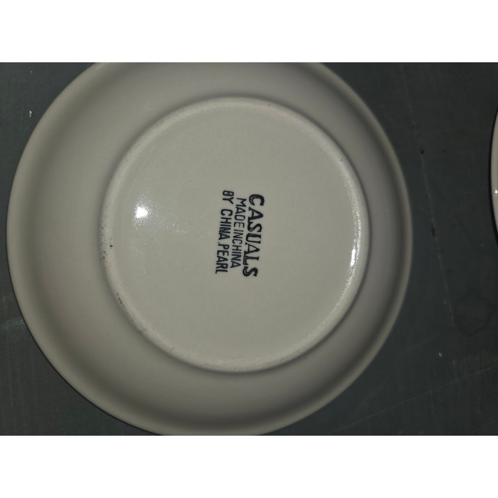 Casuals by China Pearl Apple Orchard Salad Dessert Plates Set of 10 Green Rim - Picture 3 of 3